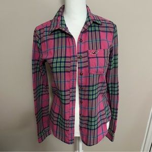 Hollister | Pink Plaid Button Up